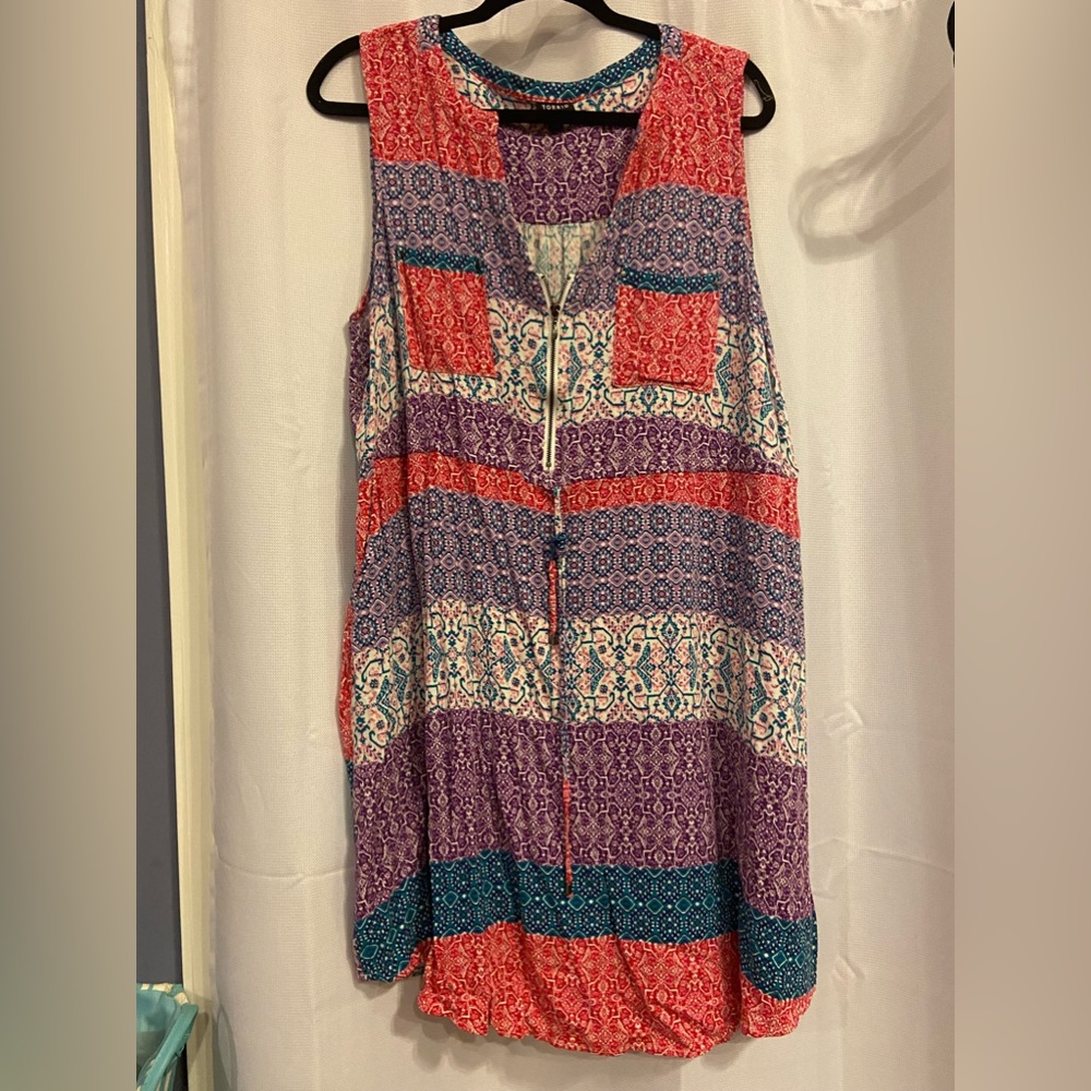 Dress multi colored half zip front